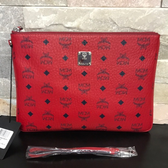 🎁 MCM Visetos Coated Canvas Pouch - Picture 12 of 16